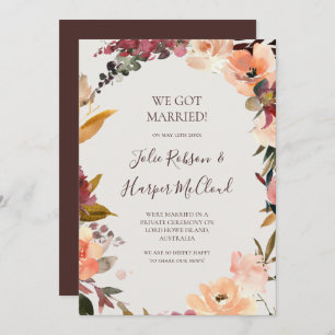 Floral Bourgogne Faire-part Elopement Beige