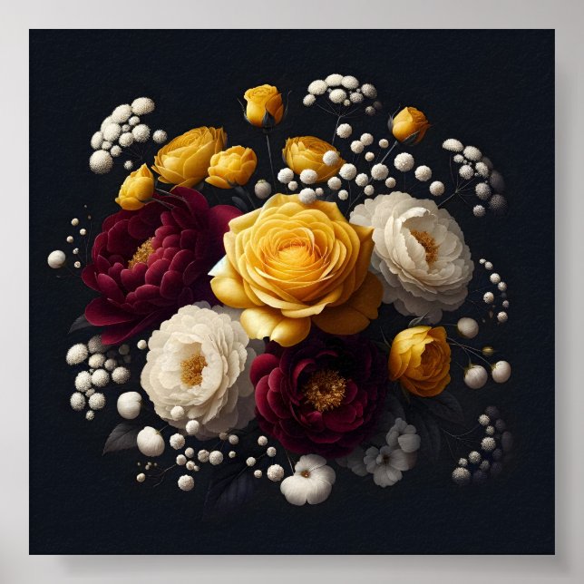 Floral Bourgogne jaune Sublimation Impression (Devant)