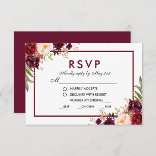 Floral Bourgogne Mariage Repas RSVP BG