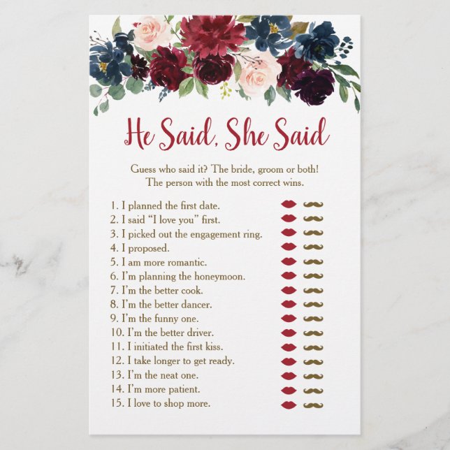 Floral Bourgogne & Marine Il A Dit Qu'Elle A Dit J (Devant)