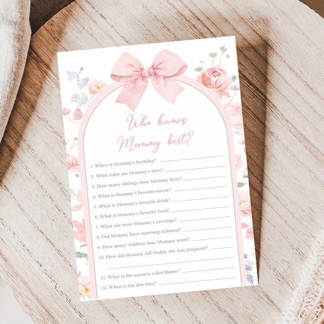 Floral Bow Baby in Bloom Shower Who Knows Mom Game (Créateur téléchargé)