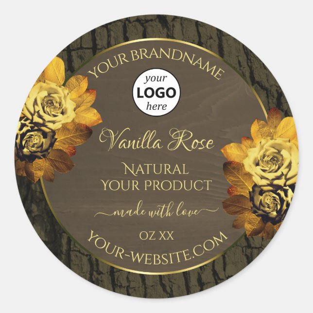 Floral Brown Arbre Grain Produit Logo Étiquette (Devant)