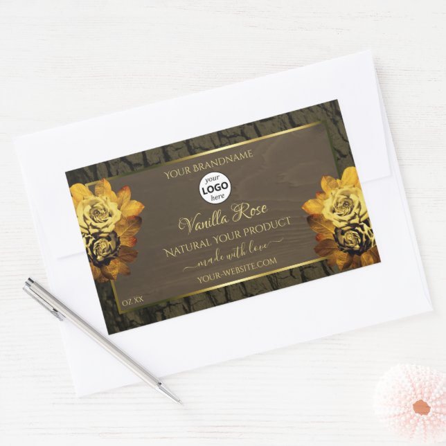 Floral Brown Arbre Grain Produit Logo Étiquette (Enveloppe)