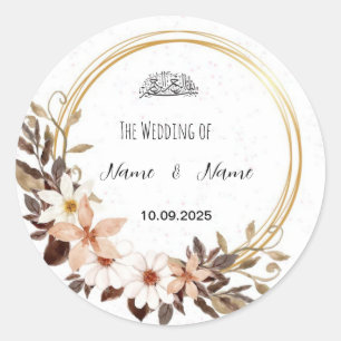 Floral brun Mariage préférés autocollants
