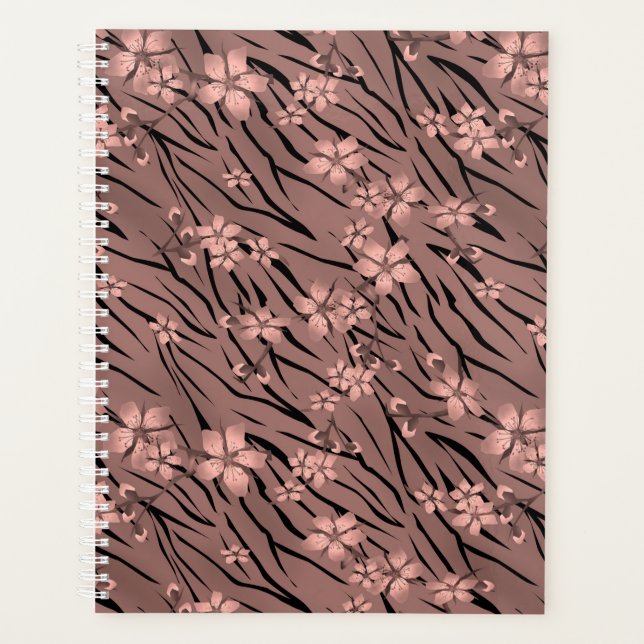 Floral, brun, motif tigre (Devant)