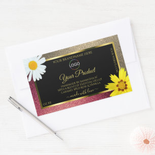 Floral Burgund Gold Noir produit Étiquettes avec l