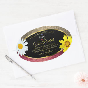 Floral Burgund Gold Noir produit Étiquettes avec l