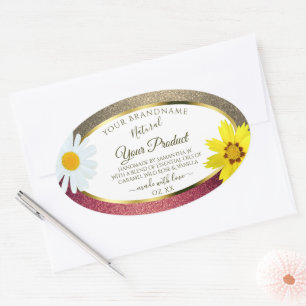 Floral Burgund Gold Parties scintillant Étiquettes