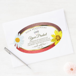 Floral Burgundy Rouge Blanc Étiquettes de produits