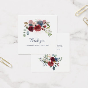 Floral Burgundy Script Mariage Carte de remercieme