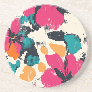Floral Burst Bohemian Round Dessous de verre de gr