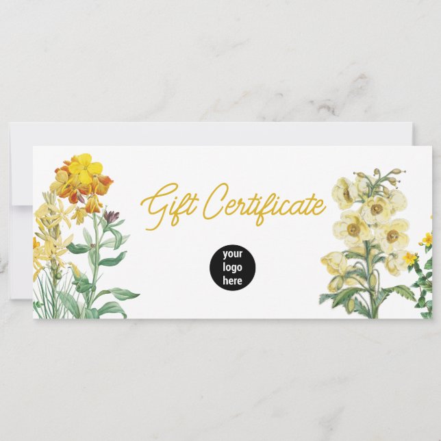 Floral Business Logo QR Code Certificat cadeau (Dos)