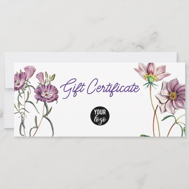 Floral Business Logo QR Code Certificat cadeau (Dos)