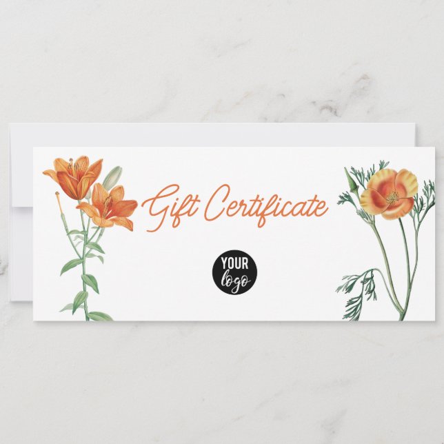 Floral Business Logo QR Code Certificat cadeau (Dos)
