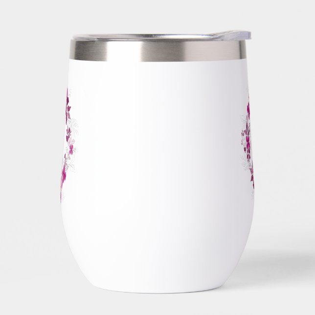 Floral Butterfly Stemless Wine Tumbler (Gauche)