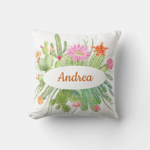 Floral Cactus Coussin monogramme sud-ouest