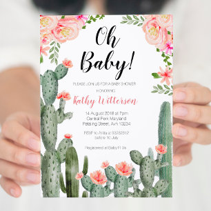 Floral Cactus Invitation succulente oh baby shower