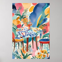 Floral Café Rêve Une Affiche De Style Matisse