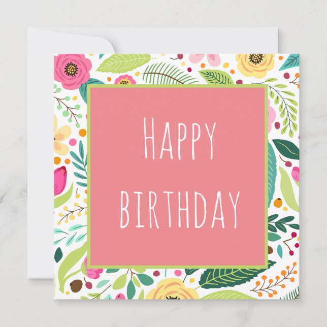 Floral - Carte d'anniversaire rose (Devant)
