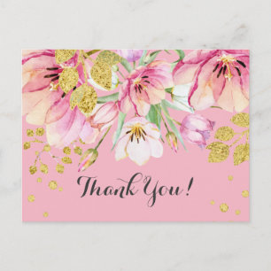 FLORAL, CARTE DE REMERCIEMENTS D'ANNIVERSAIRE