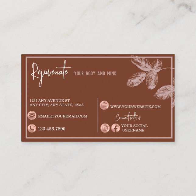 Floral | Carte de visite en terre cuite (Dos)