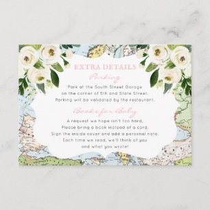 Floral Carte Pink Travel Thème Baby shower Info