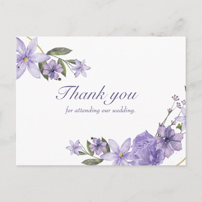 Floral carte postale mariage merci (Devant)