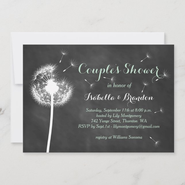 Floral Chalkboard Couple's Shower Invitation (ment (Devant)
