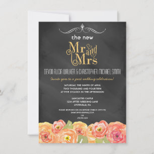 Floral Chalkboard Post Mariage Fête Invitation