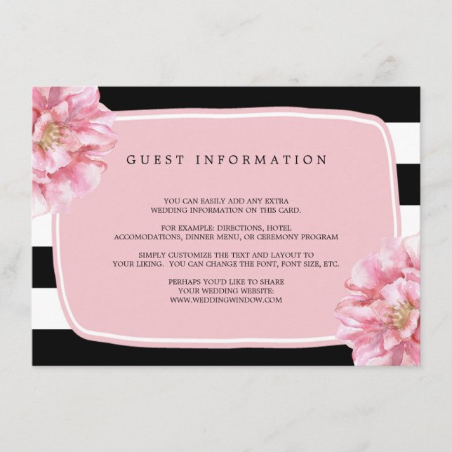 Floral Chic Mariage Insertion Carte / Rose (Devant)