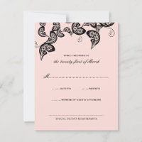Floral Chic Peacock Noir Rose Mariage Carte RSVP