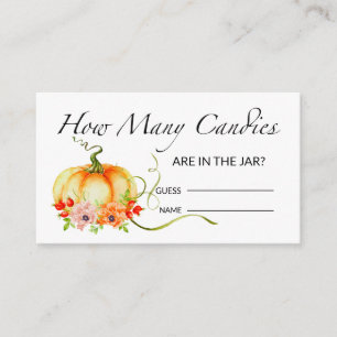 Floral citrouille devine combien de bonbons carte