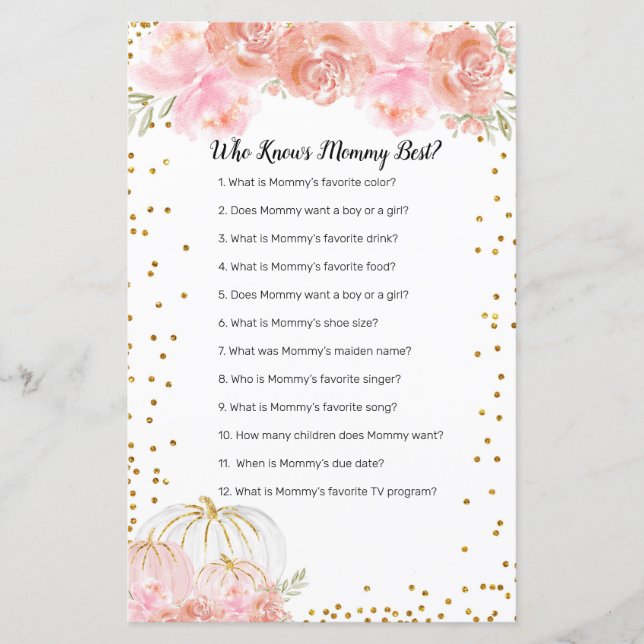 Floral Citrouille Qui Connaît Maman Meilleur Jeu (Devant)