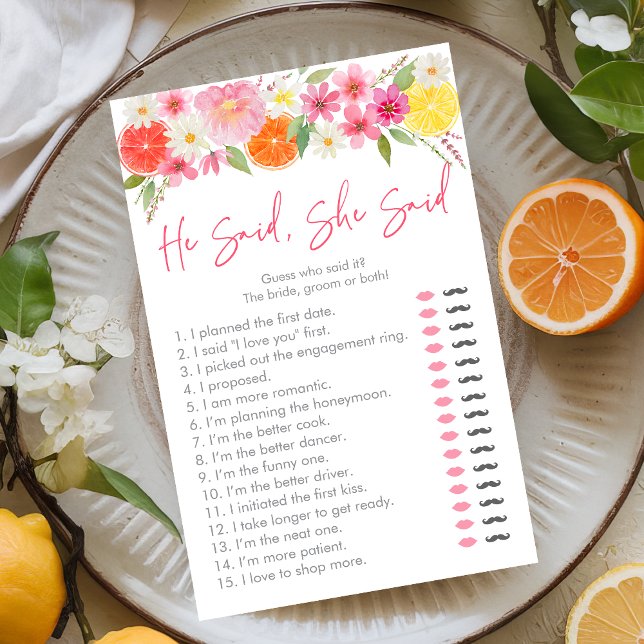 Floral Citrus Il A Dit Qu'Elle A Dit Jeu De Mariag (Créateur téléchargé)