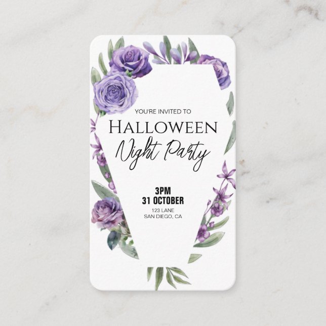 Floral Coffin Invitation Business Cards (Devant)