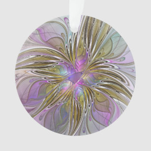 Floral Coloré Abstrait Fractal Avec Rose & Or