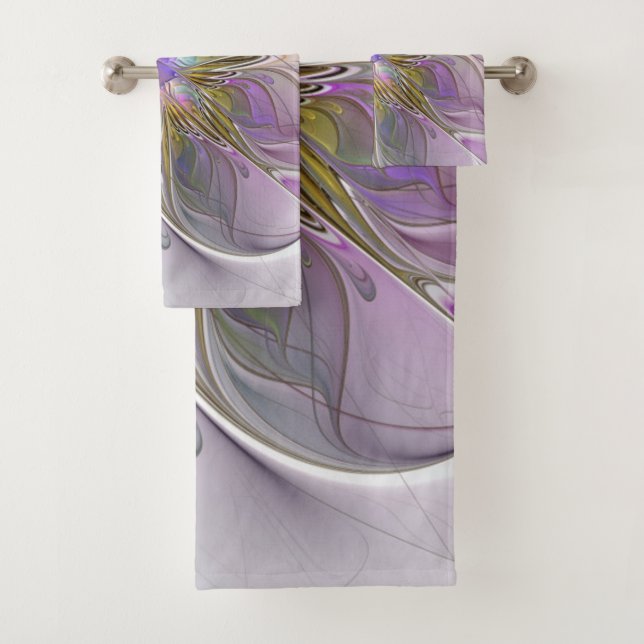 Floral Coloré Abstrait Fractal Avec Rose & Or (En situation)