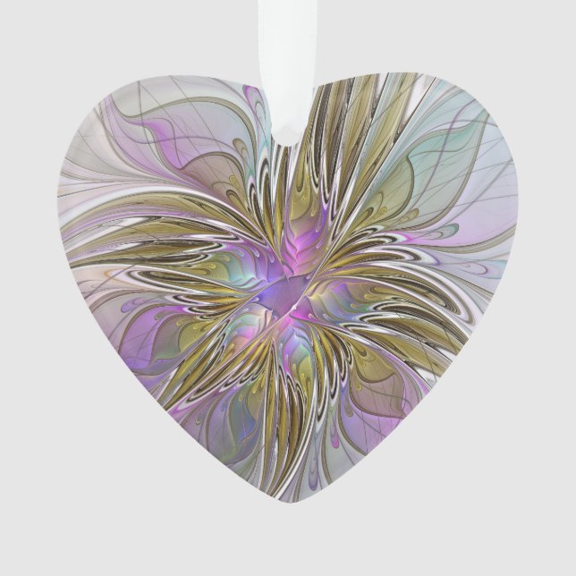 Floral coloré Abstrait Fractal rose & Gold Heart (devant)