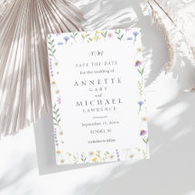 Floral coloré enregistrer la date Invitation