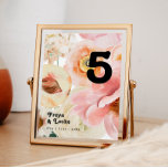 Floral coloré gras | Numéro de table<br><div class="desc">Cette florale colorée audacieuse | le numéro de table ira à merveille avec votre réception de mariage botanique moderne et lumineuse. Les grandes aquarelles rose vif, orange brûlé, les fleurs roses poussiéreuses et les tranches de pêche nichées dans la verdure confèrent à ce design une atmosphère de jardin boho dynamique...</div>
