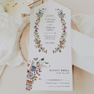 Floral coloré tout en un Invitation