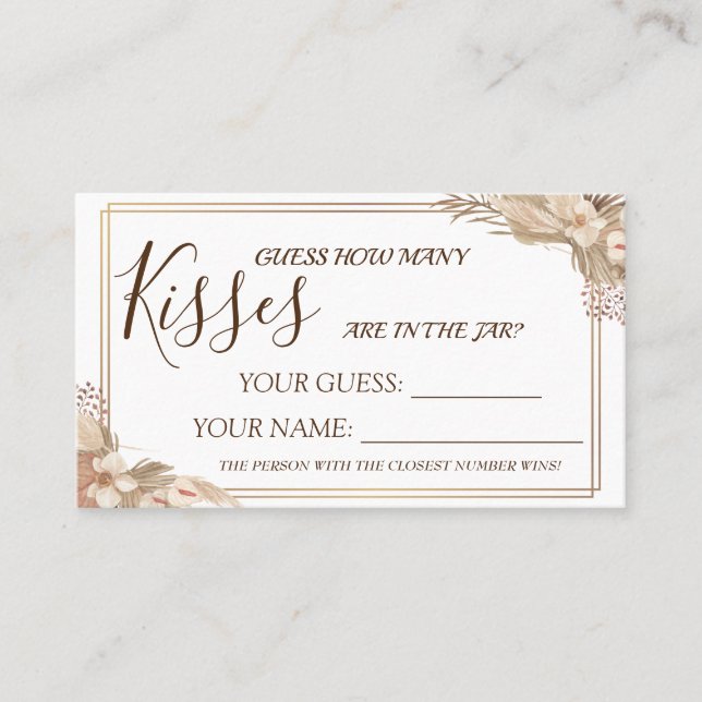 Floral Combien de baisers jeu de carte de Fête des (Devant)
