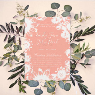 Floral Coral flush en floraison Invitations de mar