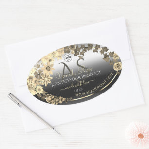 Floral Crème Argent Produit Étiquettes Monogramme