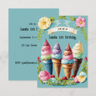 Floral Crème glacée délice Invitation