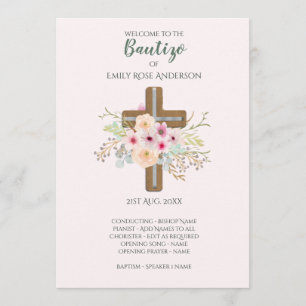 Floral Cross BAUTIZO Bautismo Baptism Programme