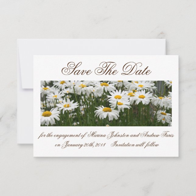 Floral Daisies save The Date Invitation (Devant)