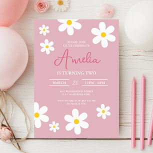 Floral Daisy rose Anniversaire Invitation
