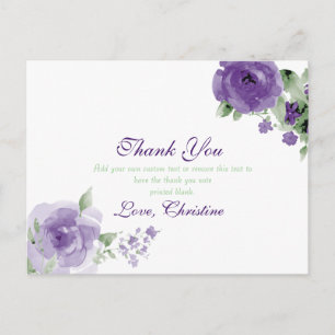Floral d'aquarelle violette, Cartes de remerciemen
