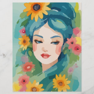 Floral Daydream Portrait Papier à Retard